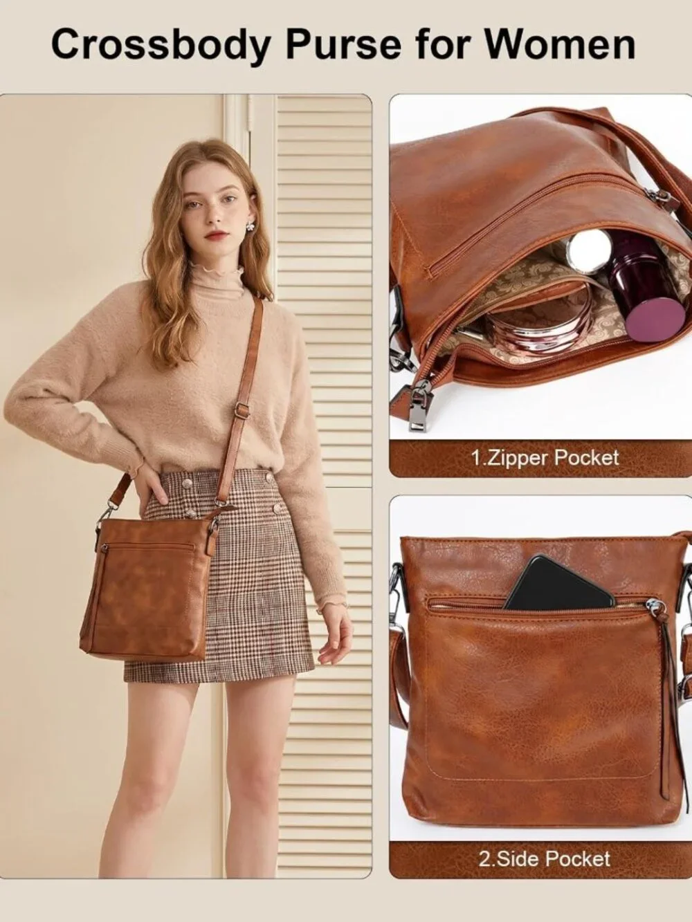 Stylish 3-in-1 Hobo Crossbody Shoulder Handbags for Women - Versatile Purses